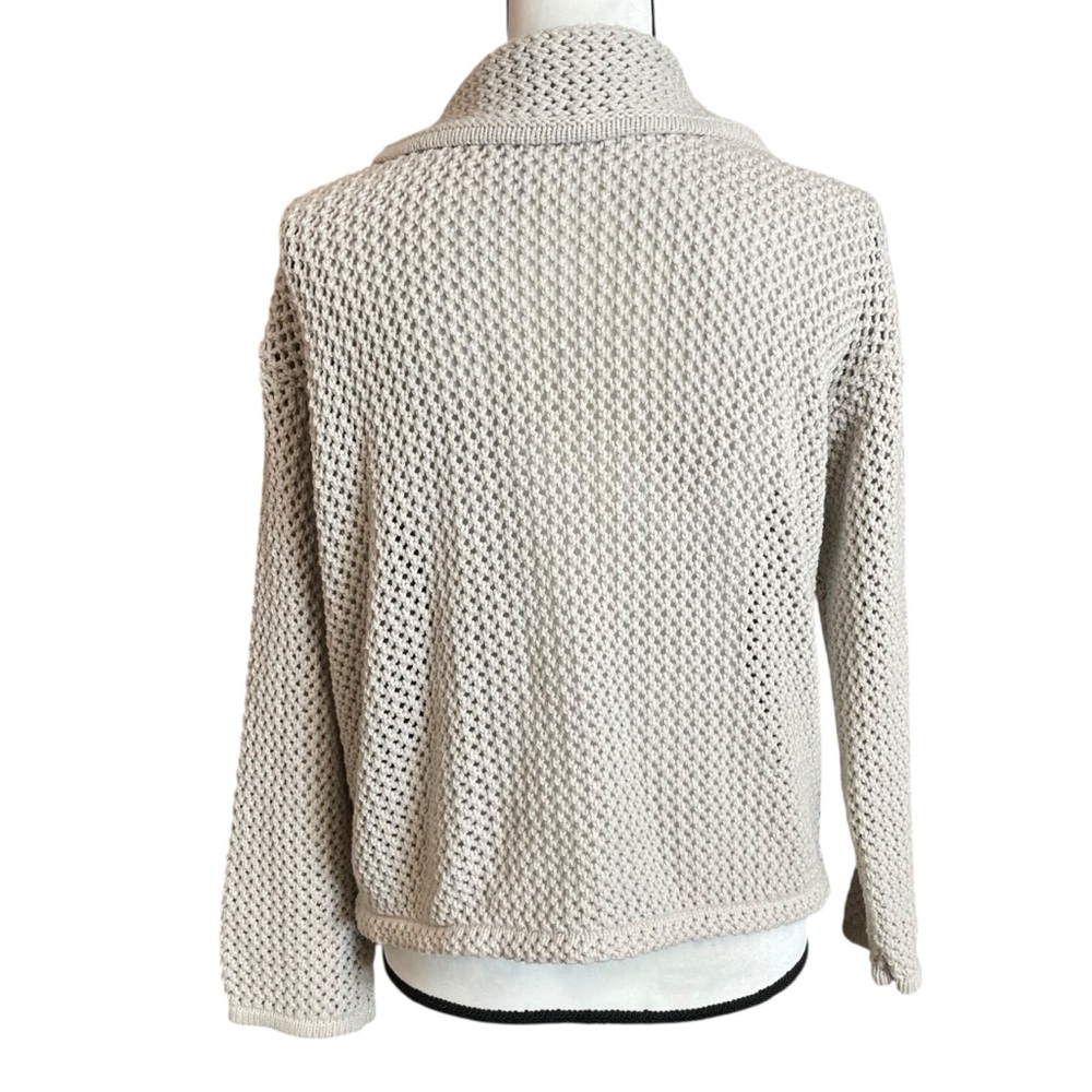 All Row Jett Open Front Beige Collared Cardigan L… - image 3